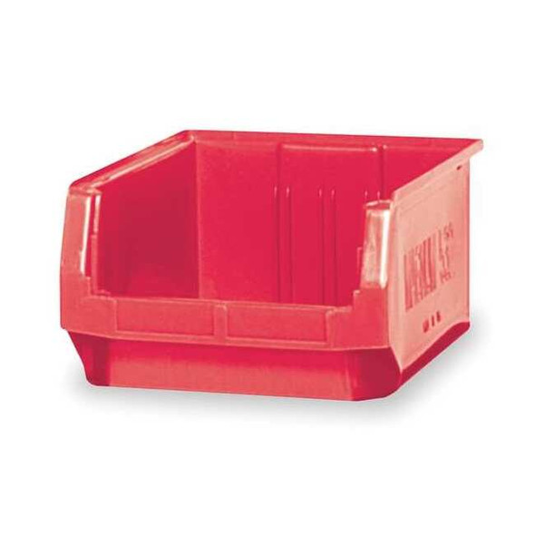 Storage Bin, Polyethylene, Red, 7 7/8 in H, 12 3/8 in W, 19 3/4 in L