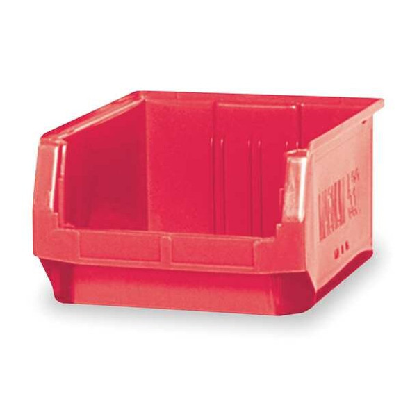 Storage Bin, Polyethylene, Red, 7 7/8 in H, 12 3/8 in W, 19 3/4 in L