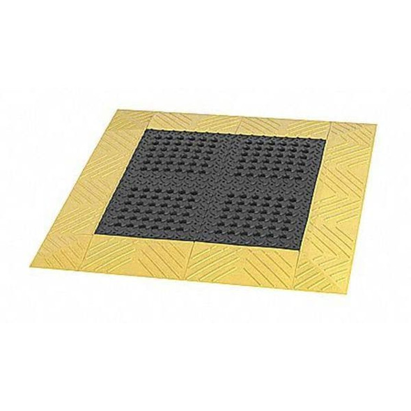 Notrax Interlocking Drainage Mat, 6 ft L x 42 in W, 1 in Thickness, PVC, Diamond, Black 620S4272BY