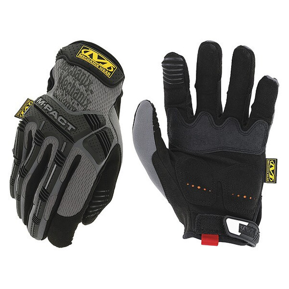 M-Pact(R) Mechanics Gloves, Synthetic Leather Palm, TPR Back, 9, Gray