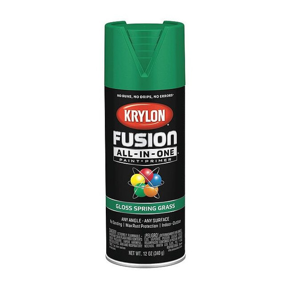 Rust Preventative Spray Paint, Spring Grass, Gloss, Solvent, 12 oz