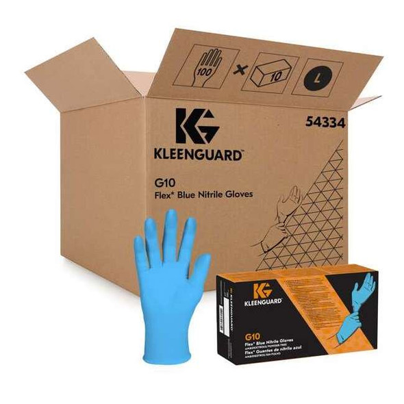 G10, Disposable Gloves, 3 mil Palm, Nitrile, Powder-Free, L ( 9 ), 100 PK, Blue