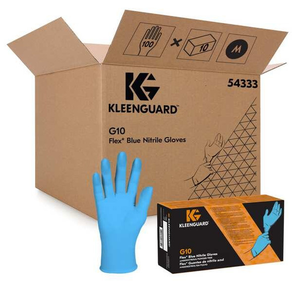 G10, Disposable Gloves, 3 mil Palm, Nitrile, Powder-Free, M ( 8 ), 100 PK, Blue