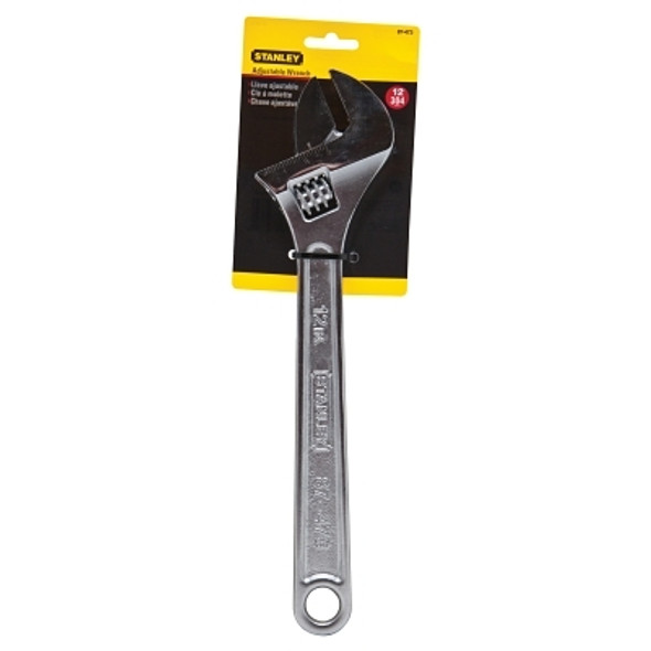 Adjustable Wrench, 12 in Long, 1-3/8 in Opening, Chrome