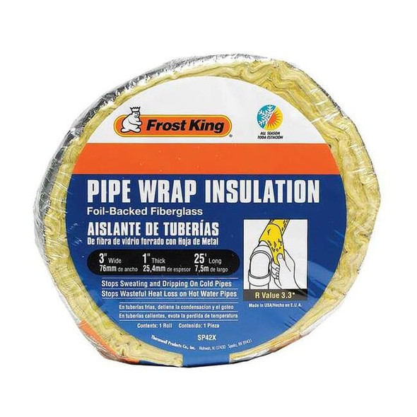 Frost King 3" x 25 ft. Fiberglass & Foil Pipe Insulation Wrap SP42X/16
