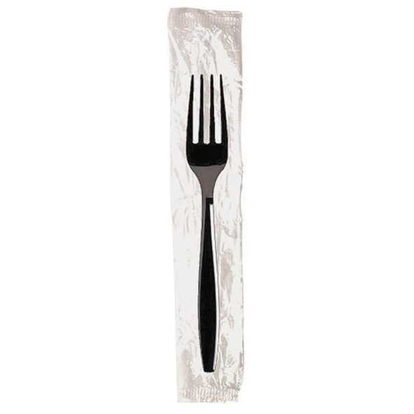 Dixie Wrapped Disposable Fork, Black, Heavy Weight, PK1000 PFH53C