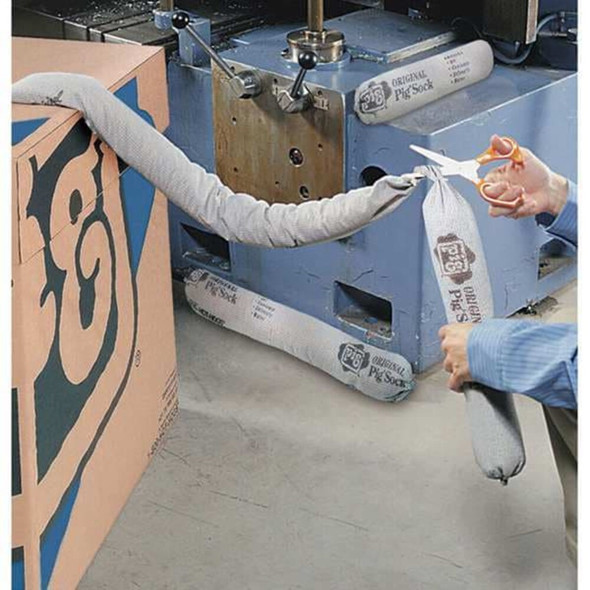 Pig Sorbent Sock, 8 gal, 2 in x 10 ft, Universal, Gray PIG219