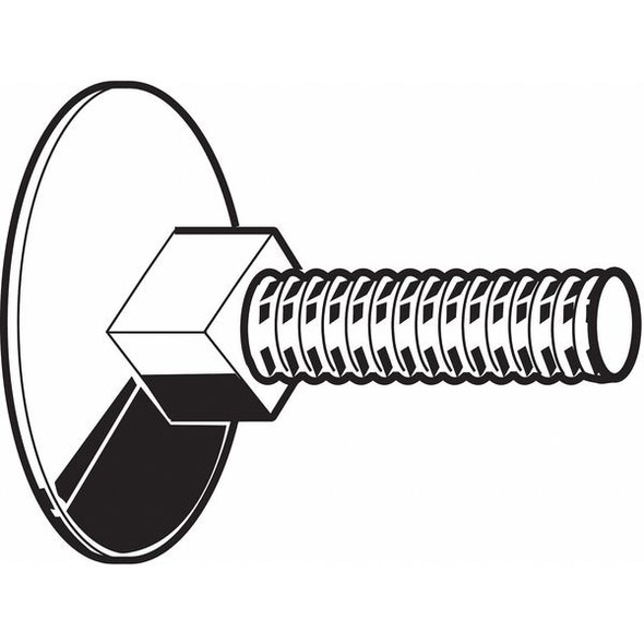 Elevator Bolt, 5/16"-18 Thrd Sz, 1 in L, Steel, Plain Finish, 25 PK