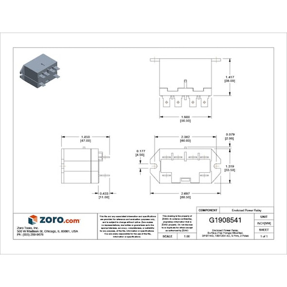 Omron Top Flange, Enclosed Power Relay, Square, 30 A, 6, Quick Connect G7L-2A-TUBJ-CB-AC100/120