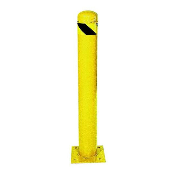 Bollard, Bolt-On, Outside Dia. 4 1/2 in, 42 in H, Carbon Steel, Yellow