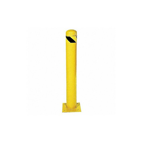 Bollard, Bolt-On, Outside Dia. 4 1/2 in, 42 in H, Carbon Steel, Yellow
