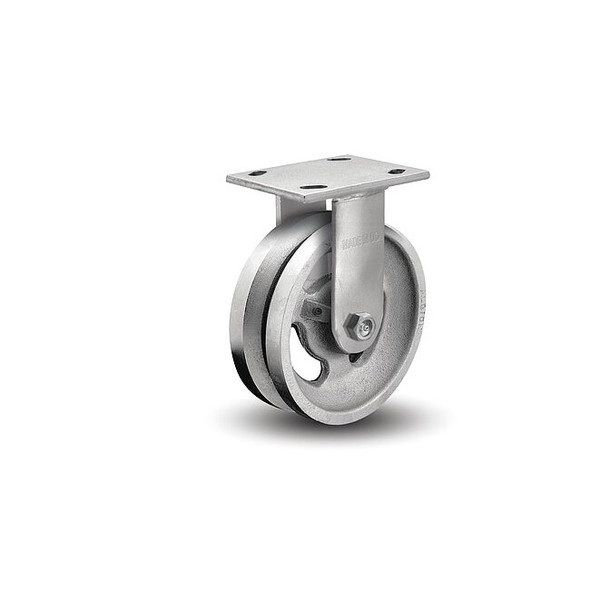 4" X 2" Cast Iron V Grove Rigid Caster, No Brake, Loads Up To 800 lb