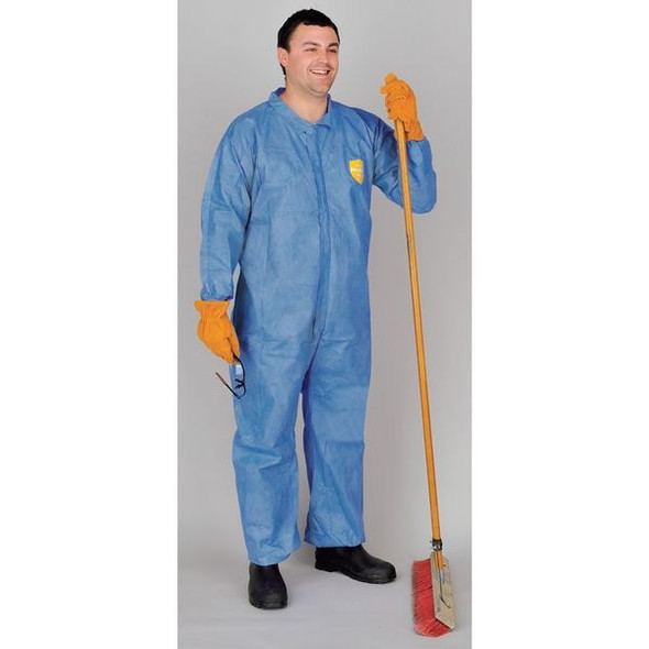 Dupont 10 Coverall. Collar. Elastic Wrists and Ankles. Elastic Waist. Blue. 5X PB125SBU5X002500