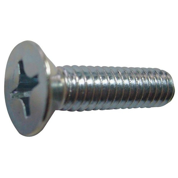 #10-32 x 1/2 in Phillips Flat Machine Screw, Zinc Plated Steel, 100 PK