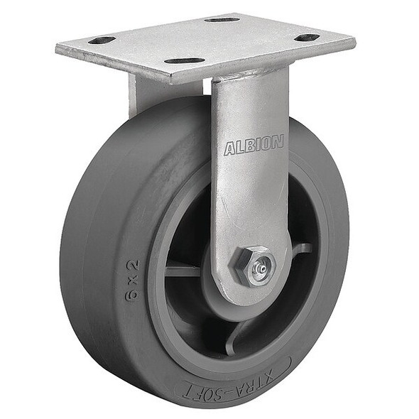 6" X 2" Non-Marking Rubber Soft Flat Rigid Caster, No Brake, Loads Up To 600 lb