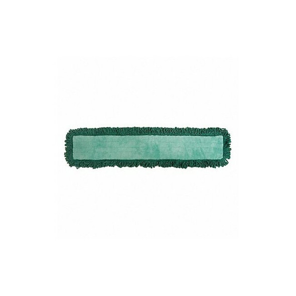 48 in L Dust Mop, Slide On Connection, Pad End, Green, Microfiber