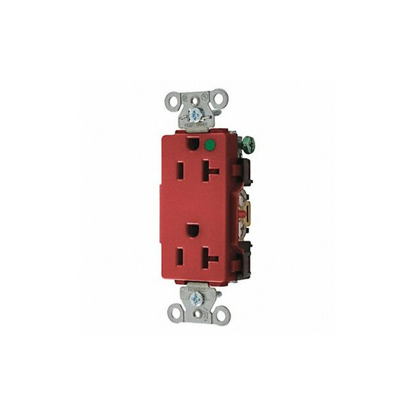 Hubbell Wiring Device-Kellems Receptacle,Red,20 A,2P3W,Back; Side,1PK 2182RED