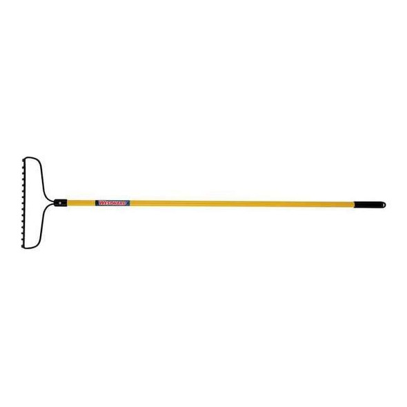 Westward 16 in Steel Bow Rake, 15 Tines, 60 in L Fiberglass Handle 3YU78
