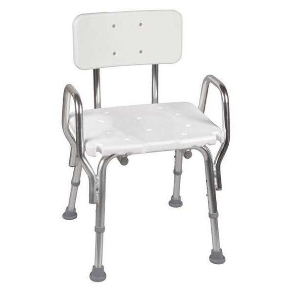 Backrest Tub and Shower Seat, 19" L, Aluminum, Plastic, Textured