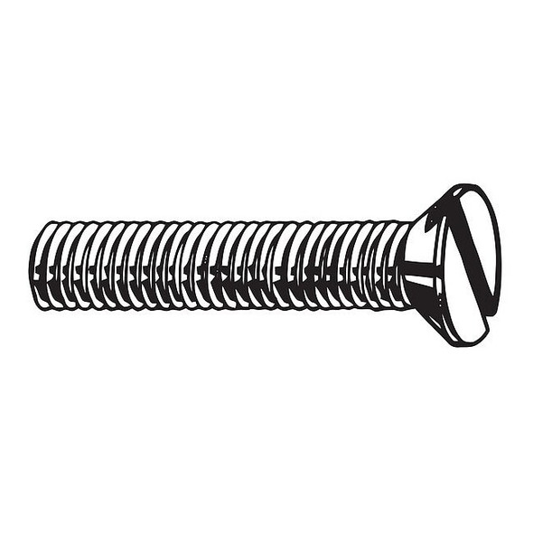 M6-1.00 x 70 mm Slotted Flat Machine Screw, Plain 18-8 Stainless Steel, 10 PK