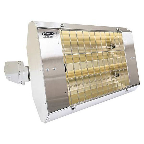 Infrared Quartz Electric Heater, 1 Phase, Stainless Steel, 240V AC
