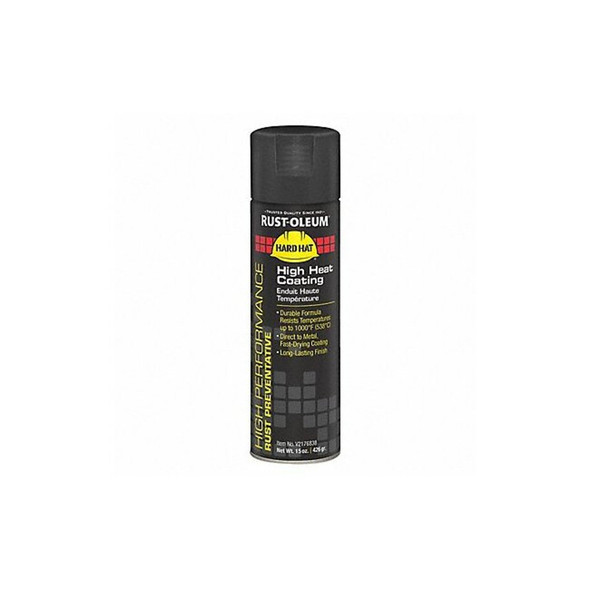 Rust-Oleum High Temperature Spray Paint, Black, Flat, Solvent, 15 oz V2176838
