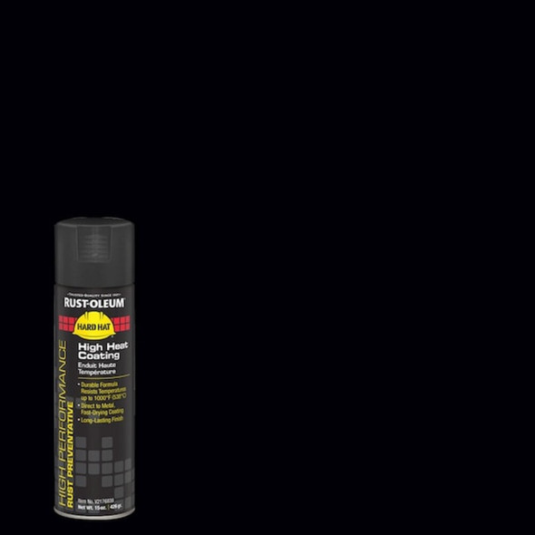 Rust-Oleum High Temperature Spray Paint, Black, Flat, Solvent, 15 oz V2176838