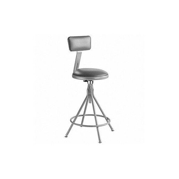 National Public Seating Round Stool with Backrest, Height 24" to 28"Gray 6524HB