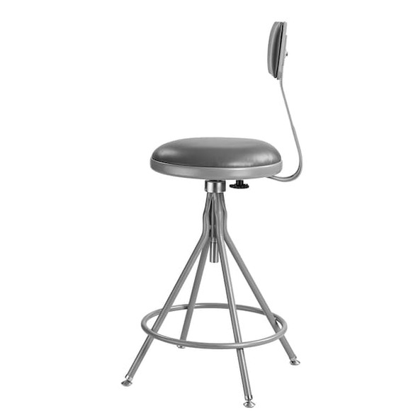 National Public Seating Round Stool with Backrest, Height 24" to 28"Gray 6524HB