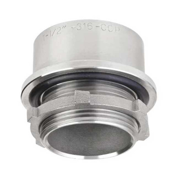 IMC Grounding Hub, 1-1/2 in, Threaded, 316 Stainless Steel, Polished, Silver