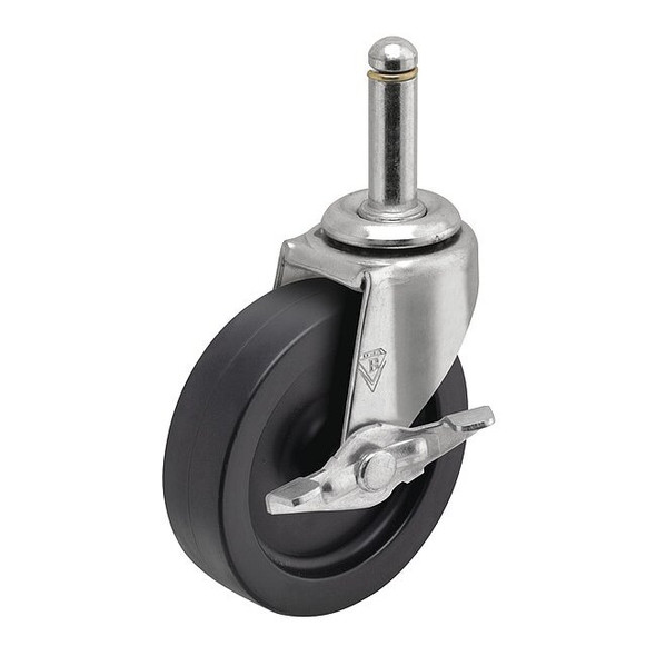 3" X 13/16" Non-Marking Polyolefin Swivel Caster, Side Brake, Loads Up To 120 lb