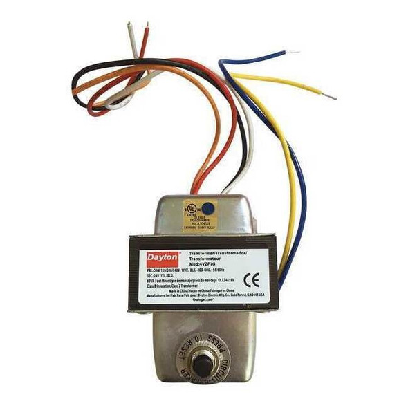 Dayton Class 2 Transformer, 60 VA, Not Rated, 24V AC, 120/208/240V AC 4VZF1