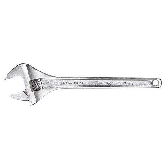 Westward Adj. Wrench,24",2-3/4" Cap.,Chrome 31D027