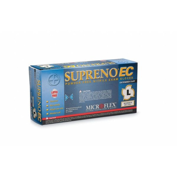 Microflex Supreno, Nitrile Exam Gloves, 5.5 mil Palm, Powder-Free, Grain Texture, Blue, 2XL, PK50