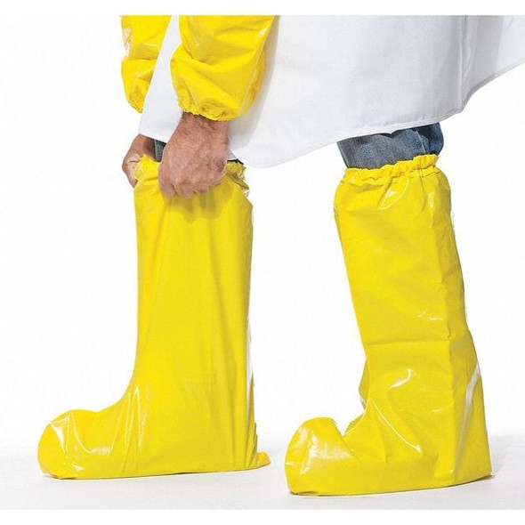 Polyco Disposable Boot Covers, Polyolefin, Yellow, Slip Resistant Sole: Yes ,L 49555