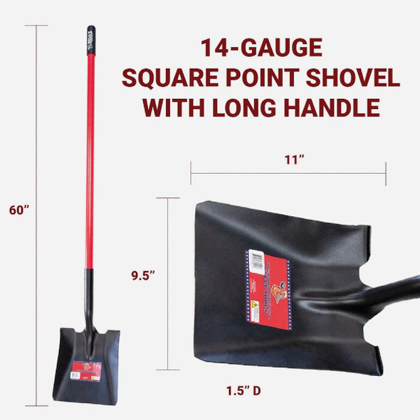 Bully Tools 50 In. Fiberglass Handle Square Point Shovel 62525 700974