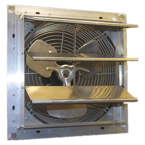 Shutter Mount Exhaust Fan, 12 in Blade Dia, 1/15 hp, 1 Phase. Variable Speed, 844 cfm, 115V AC