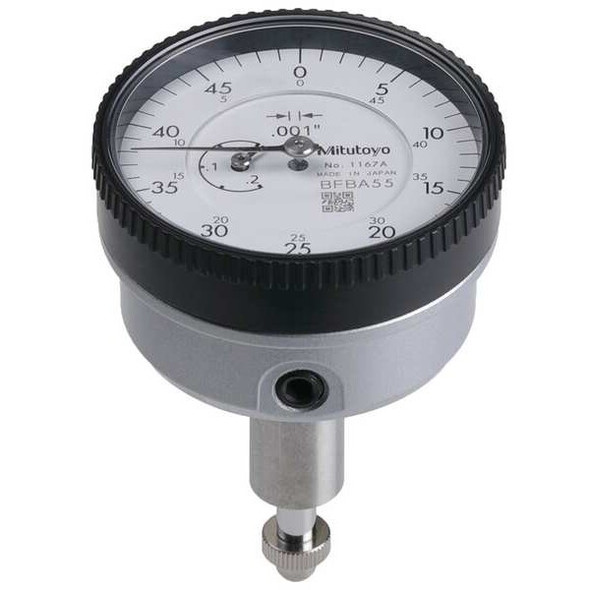 Mitutoyo Dial Indicator,0 in to 2 in,White 1167A