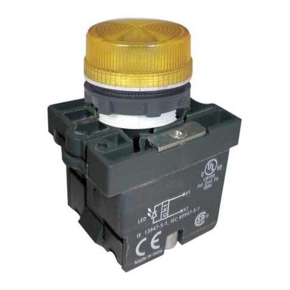 Dayton Pilot Light, LED, 22mm, 24VAC/DC, YL, Plastic 30G211