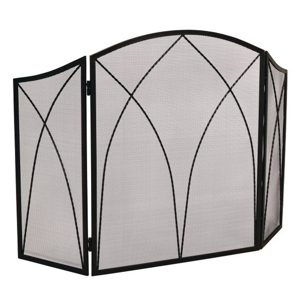 Home Impressions 3-Panel Black Mesh Decorative Fireplace Screen FS2122