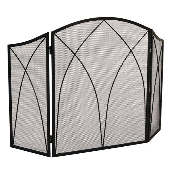 Home Impressions 3-Panel Black Mesh Decorative Fireplace Screen FS2122