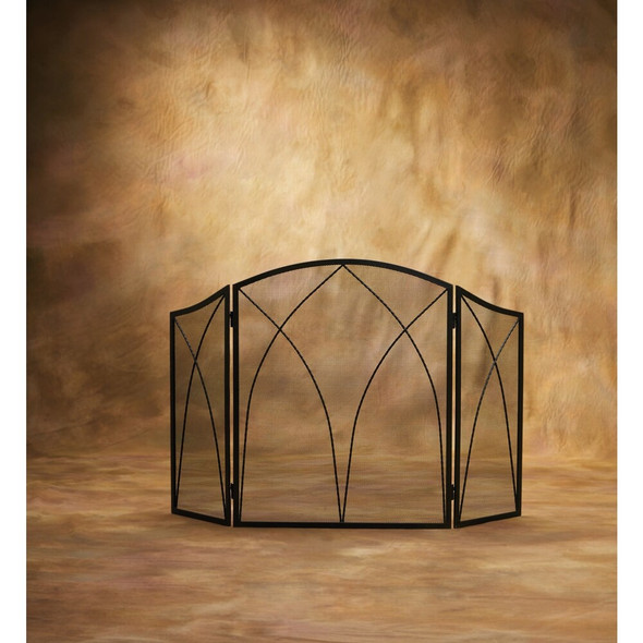 Home Impressions 3-Panel Black Mesh Decorative Fireplace Screen FS2122 433439