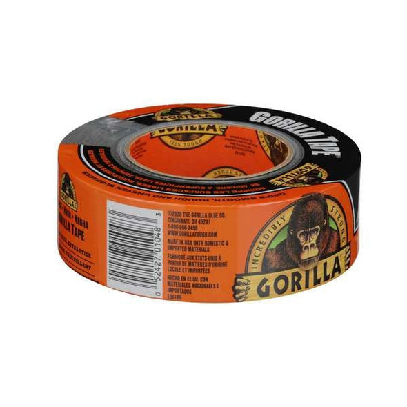 Gorilla Glue Duct Tape, Black, 30 yd L, 1-7/8 in W 105629