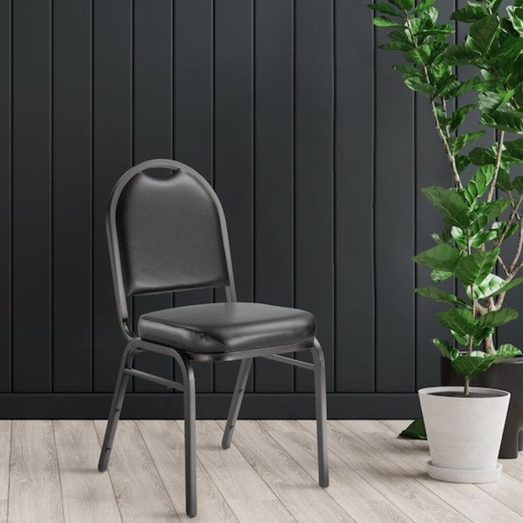 National Public Seating Stacking Chair, 9200 Series, Vinyl Black 9210-BT