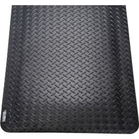 Global Industrial Diamond Plate Anti Fatigue Mat 15/16"" Thick 2'W x 3'L Black