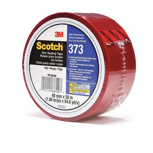 Scotch Carton Tape, Polypropylene, Red, 48mm x 50m 373