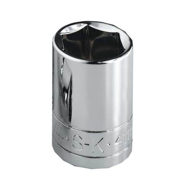 1/2 in Drive, 9/16" SAE Socket, 12 Points,  Steel, Chrome, 9/16 in