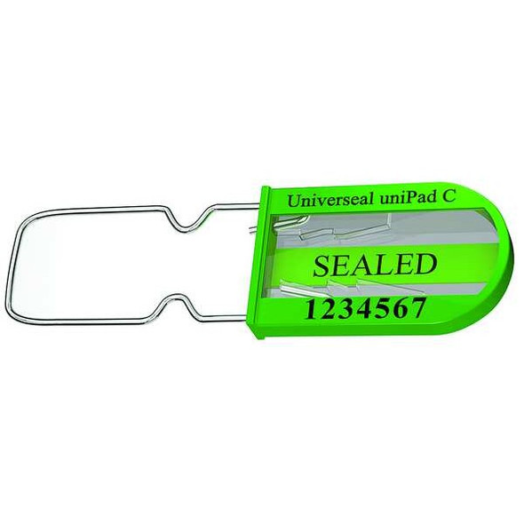 Universeal Padlock Seal 3-1/4" x 3/64", Plastic, Green, Pk50 UPAD-C GREEN50
