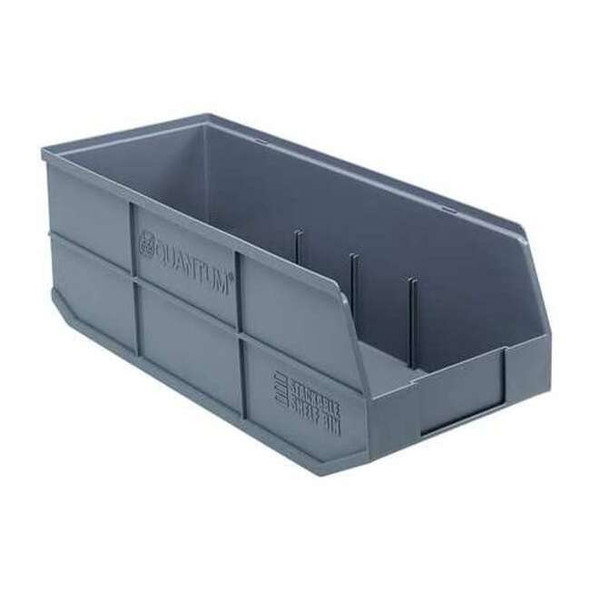 Shelf Storage Bin, Polypropylene, Gray, 7 in H, 8 1/4 in W, 20 1/2 in L