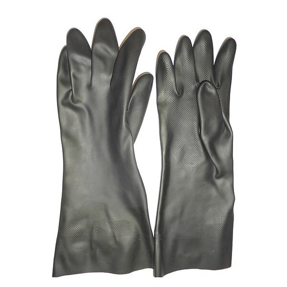 Chemical-Resistant Gloves, Neoprene, 12 in L, 25 mil, Black, M, 1 PR